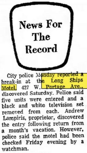 Long Ships Motel - Nov 1972 Article On Break-In (newer photo)